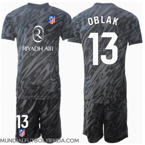 Camiseta Atletico Madrid Jan Oblak #13 Portero Primera Equipación Replica 2024-25 para niños mangas cortas (+ Pantalones cortos)
